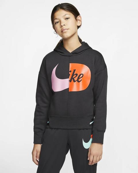 Sudadera Nike Cropped Negro/Naranja
