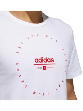 Camiseta Adidas Blanca/Rojo Hombre
