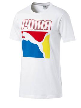 Camiseta Puma Graphic Box Logo Blanco Hombre