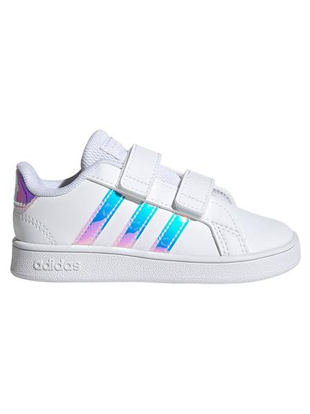 Zapatillas deportivas de niña Adidas en blanco con detalle irisdecentes