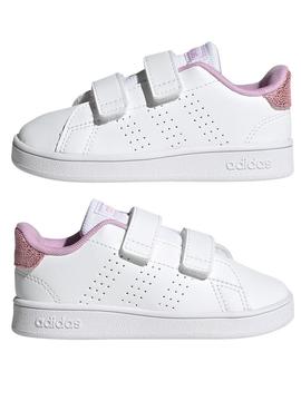 Zapatilla Adidas Advantage Blanco/Rosa Niña