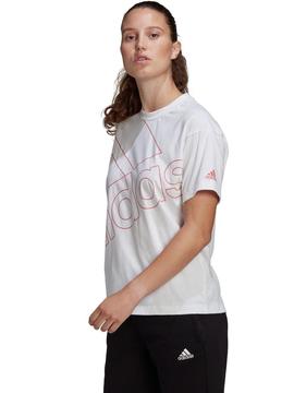 Camiseta Adidas Logo Blanco/Rosa Mujer