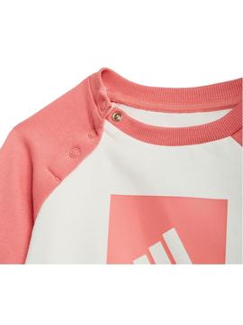 Chandal Adidas 3S Blanco/Rosa Niña